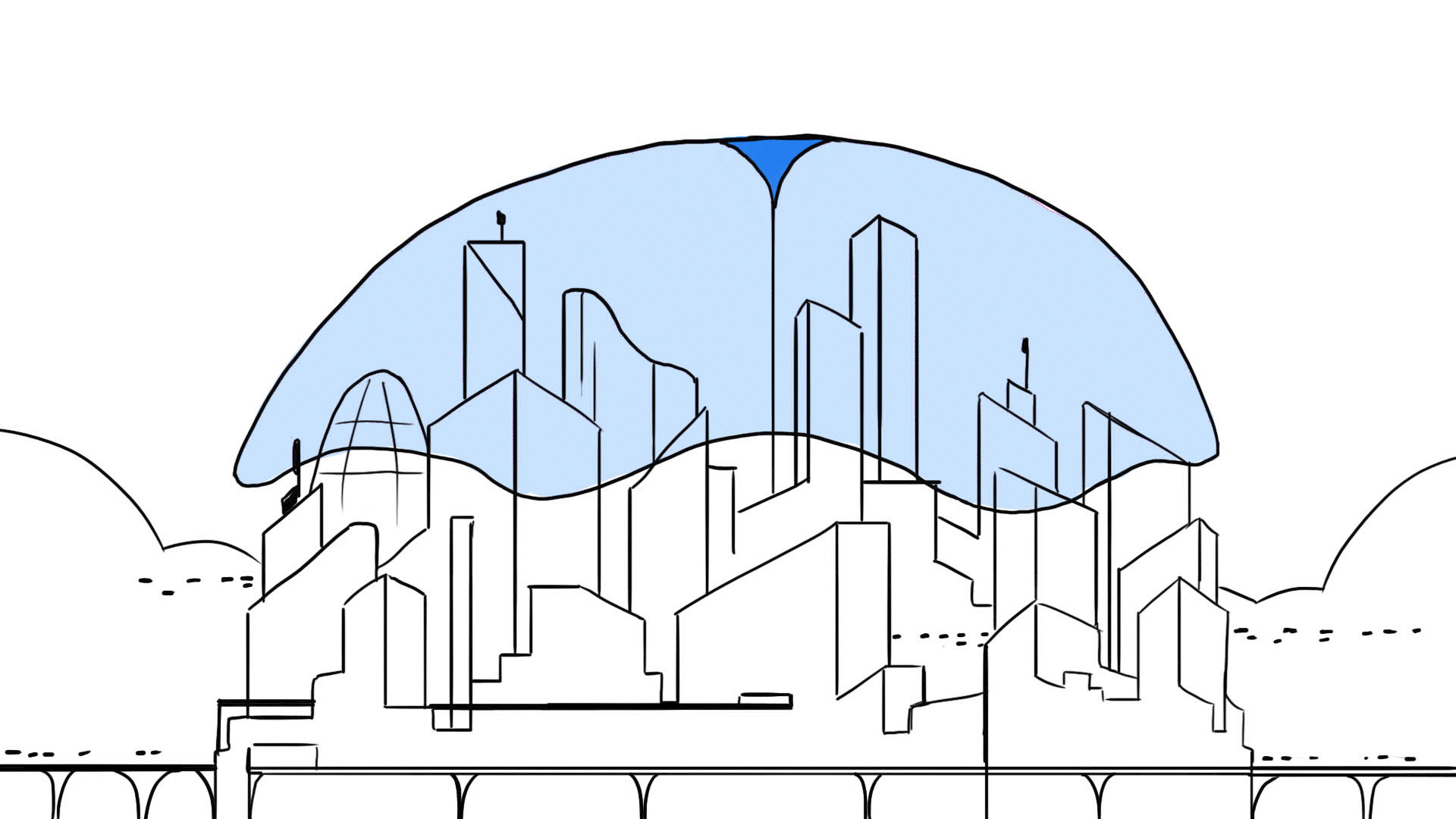 Birdefender GIF 1 - Frame 1 Evolution of the Bitdefender cityscape.