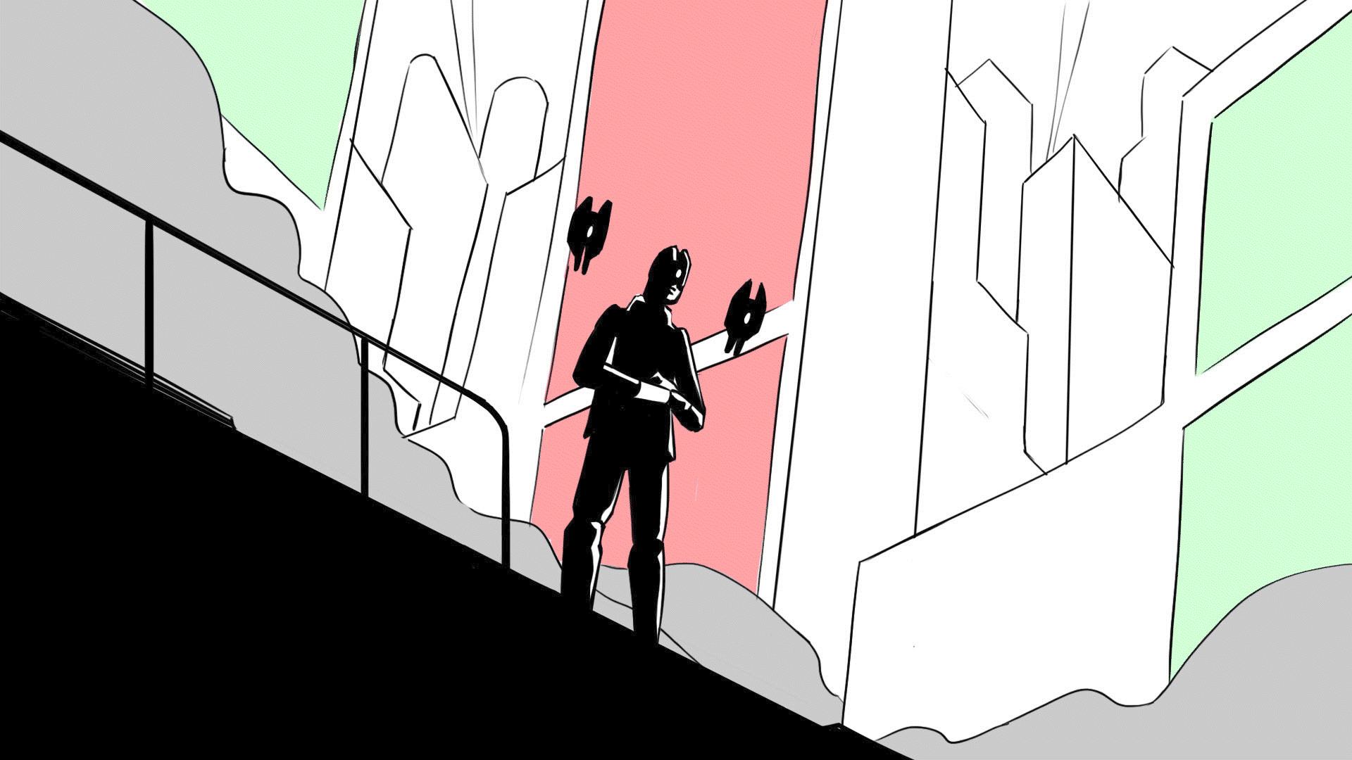 GIF 1 - Frame 1 Sound design, shadows and secondary motion helped bring the video's playful environments to life.