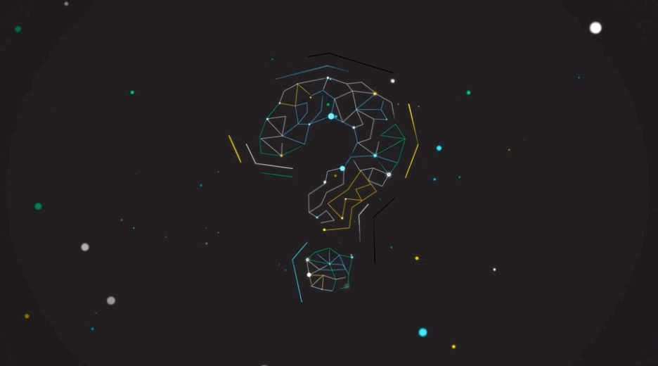 looping gif for video production brainstorm with question mark