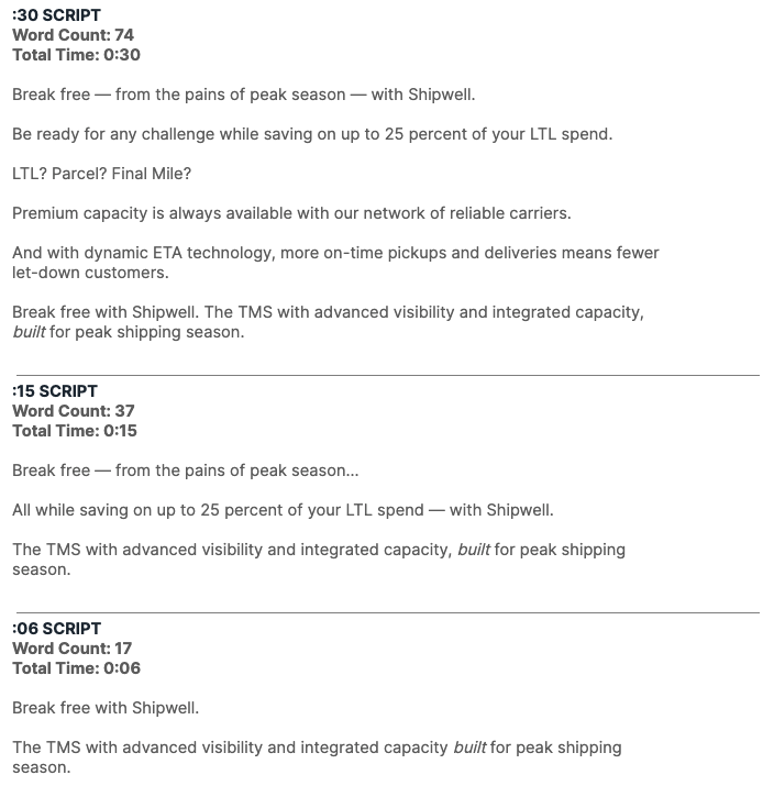 Shipwell Explainer Cut Downs Script Shipwell Explainer Cut Downs Script