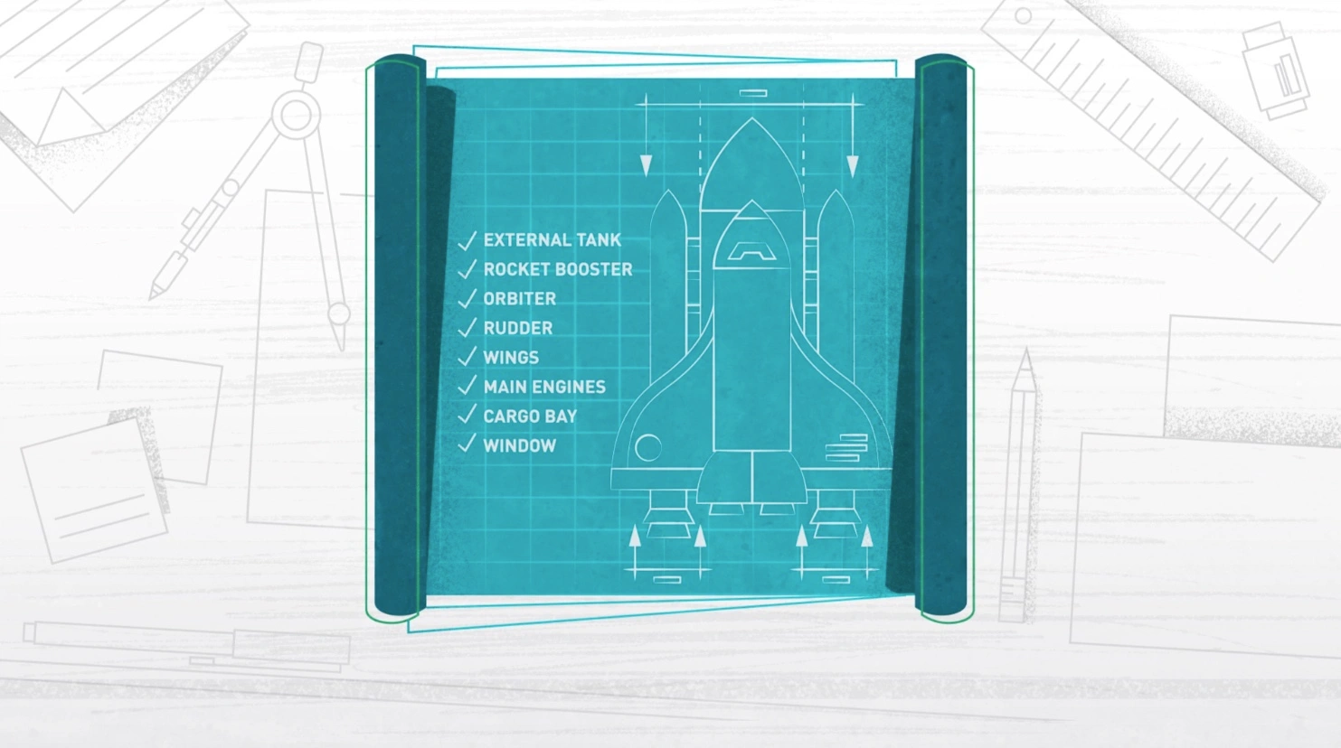 Devbridge Educational Video Production Thumbnail a thumbnail of a rocketship to do list from our Devbridge educational video production